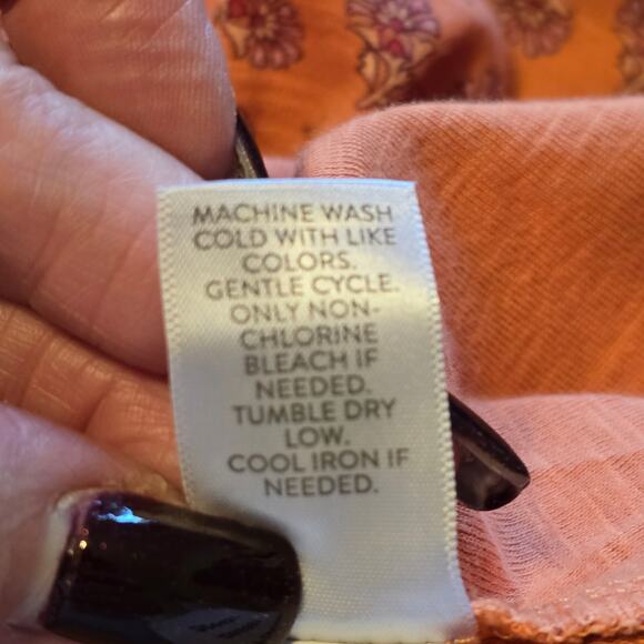 J Jill Tee Womens Size 2X Orange Floral Print 100% Pima Slub Elbow Length Sleeve - Picture 5 of 9